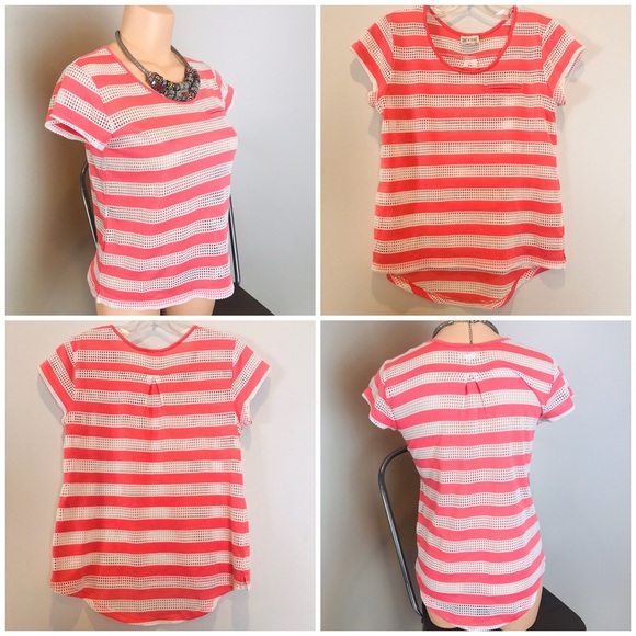 Converse Tops - 2/$14 Converse Mesh White & Coral Tee XS